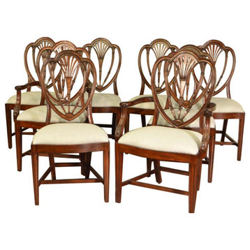 Eight Mahogany Hepplewhite Dining Chairs by Leighton Hall