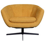 Moroni - Allison Fabric Swivel Chair , Yellow - Classic mid-century modern silhouettes made so much more. Leading with its enveloping persona, this upscale lounge chair invites one to take a seat and conversate or muse for a while. It features a club-style design made intensely comfortable and chic with its cushioned tufted body dressed in fine fabric or top-grain leather. A 360-degree rotation on its base offers an added level of functionality. Place these stylish modern chairs in a pair or triplet in your office, loft, or home for a touch of comfort and class.