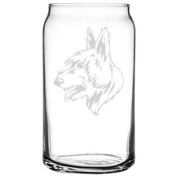Bouvier Des Ardennes Dog Themed Etched All Purpose 16oz. Libbey Can Glass