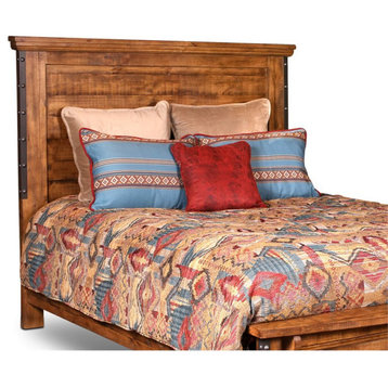 Sunset Trading Rustic City Contemporary Wood Queen Size Headboard in Rustic Oak