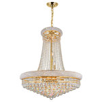 CWI Lighting - Empire 19 Light Down Chandelier With Gold Finish - Effortlessly infuse elegance to your space with the Empire 19 Light Chandelier in Gold. This down chandelier has a two Tiered frame construction embellished all over with clear crystals. This oversized lighting option has 19 candelabra bulbs ready to cast a softly glittering glow to your space.  Use this lighting option to enhance the mood in the living room or to make your dining space feel a little more luxe. Feel confident with your purchase and rest assured. This fixture comes with a one year warranty against manufacturers defects to give you peace of mind that your product will be in perfect condition.