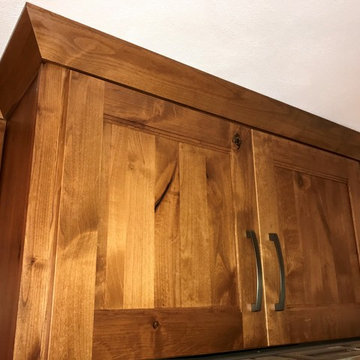Dura Supreme Cabinets Knotty Alder Butternut Romanix Granite Galley Kitchen