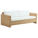 Sika Design - Sixty 3-Seater Outdoor Sofa, Tempotest White Canvas Seat and Back Cushion - The Sixty Outdoor 3-Seater Sofa by Sika Design is a classic centerpiece for outdoor seating areas. A broad-banded weave covers the entire sofa lending a coastal aesthetic. Wrapped in maintenance-free polyethylene ArtFibre fibers on a lightweight AluRattan weatherproof aluminum frame, the all-weather sofa endures year-round outdoor use. Complete with plush back and seat cushions, the Sixty makes a comfortable spot in the garden or on a poolside patio. Pair it with the Sixty Lounge Chair for a complete outdoor seating group.