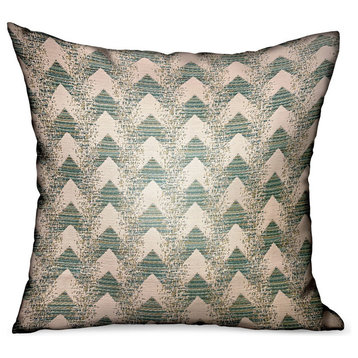 Plutus Forest Jade Sea Green Chevron Luxury Outdoor/Indoor Throw Pillow, 22"x22"