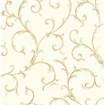 Classic Scroll Wallpaper in Summer Green RV20104 from Wallquest