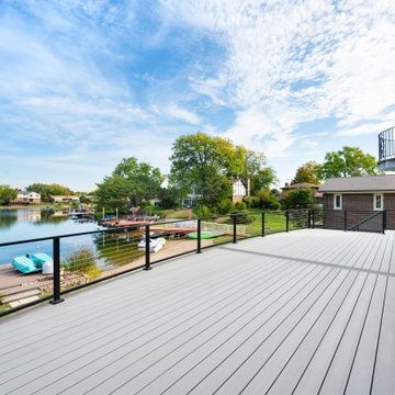 Curved Cable railing and Elevated Deck