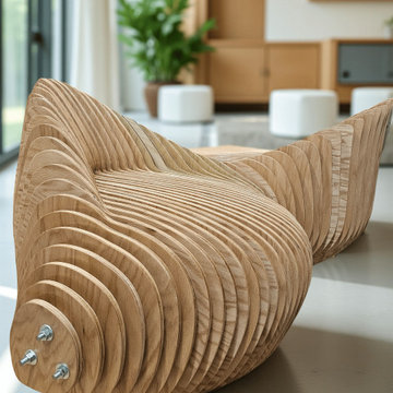 Parametric Wooden Bench "Flover Petals"— Customizable Indoor/Outdoor Seating