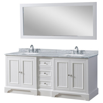 72" Kingswood Bath Vanity, White and Mirror