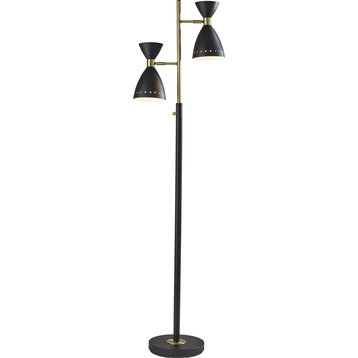 Oscar Tree Lamp - Black with Antique Brass