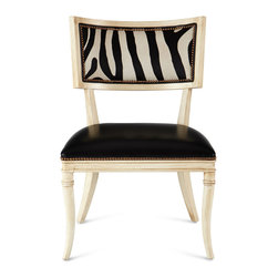 Massoud Black Zebra Leather Dining Chair - Dining Chairs