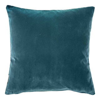 Castello Provincial Blue Velvet Throw Pillow 17x17