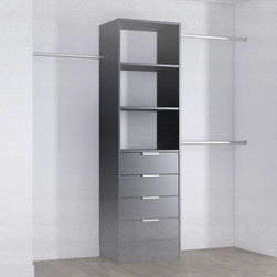 Deluxe 4 Drawer Tower Shelving Unit with Hanging Bars - Shelving