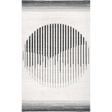 nuLOOM Francesca Machine Washable Contemporary Moon Area Rug, Gray 4'x6'