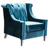 Barrister Chair, Velvet With Crystal Buttons, Blue