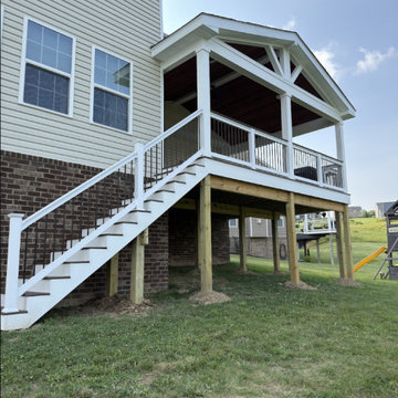 Custom Gable-Roof Deck with Wood Ceiling