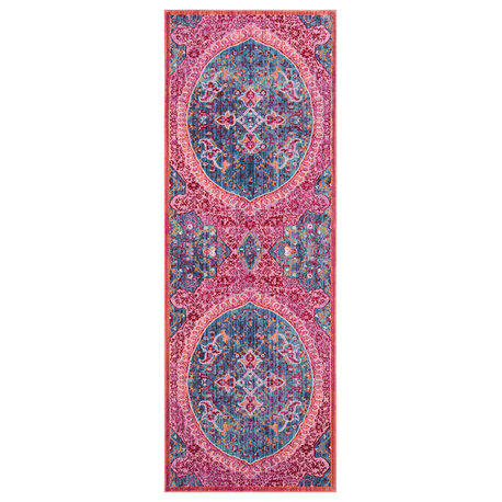 Safavieh Sutton Collection, SUT401 Rug, Turquoise/Fuchsia, 3'x8'