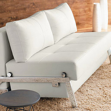 Cubed Deluxe White Leather Textile Sofa Bed by Innovation USA - $1750.00
