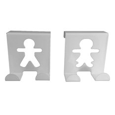 Metal Over Cabinet Door Hooks Fellow Couple up to 3-4''- Set of 2-White