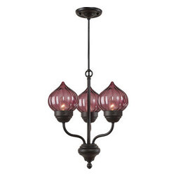 Royce Lighting - Royce Lighting  3-Light Chandelier Ribbed Violet Glass - Chandeliers