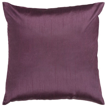 Solid Luxe by Surya Down Fill Pillow, Dark Purple, 22' x 22'