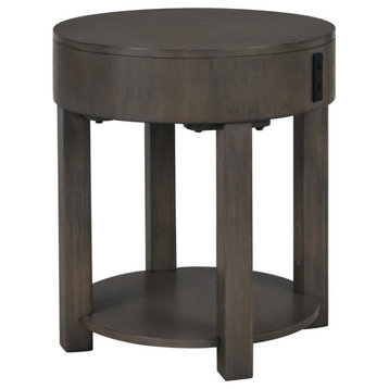 Jonah Light Brown MDF End Table With USB Ports