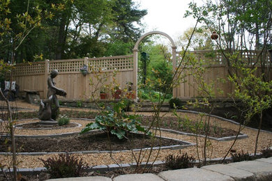 Idéer för mellanstora vintage trädgårdar