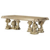 Dn00457 Double Pedestal Dinning Table, Gold Finish Seville ( 1Set/3Ctn