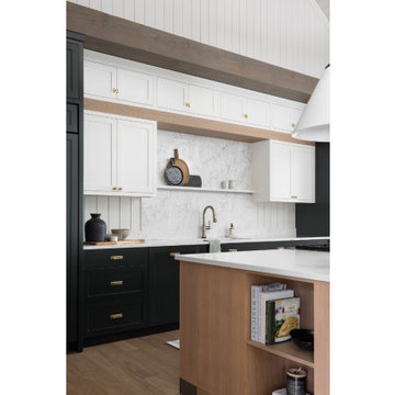 Elevated Cottage Kitchen with Rift Oak Wood Island