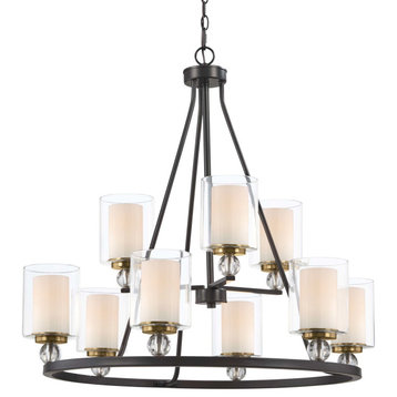 Minka Lavery 3079-416 9 Light 2 Tier 32"W Chandelier - Painted Bronze with
