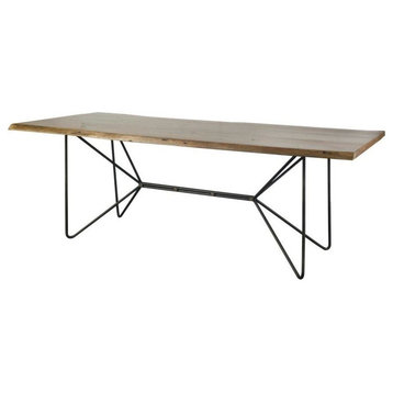 Papillion II Natural Solid Wood w/Live Edge & Black Iron Base Dining Table