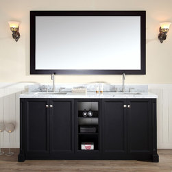 61 inch Contemporary Double Sink Bathroom Vanity Set in Black Finish - Bathroom Vanities And Sink Consoles