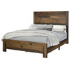 Pemberly Row Farmhouse Wood Queen Panel Bed in Rustic Pine Brown