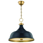 Hudson Valley Lighting - Painted No.1, Pendant With Aged Brass Finish, Darkest Blue Shade - Designed by Mark D. Sikes