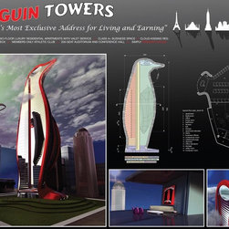 Keith Stone "Penguin Tower..." 18.5 x 25" digital on aluminum - Fine Art Prints