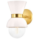Mitzi by Hudson Valley Lighting - Gillian 1-Light Wall Sconce, Aged Brass/Ceramic Gloss Cream - Gillian brings a sense of youthfulness to a familiar form. Available in different styles, her allure lies in expertly-crafted ceramic shades. Swathed in milky hues like cream and robins egg blue, Gillian is playfully elegant. Metal accents heat things up, making Gillian a contender for any modern interior.