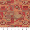 Red Persimmon Green Abstract Geometric Durable Upholstery Fabric By The Yard