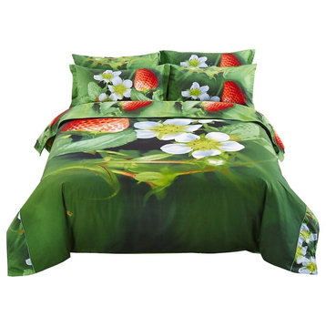 Nature Duvet Cover Set, Strawberry Bedding by Dolce Mela, Queen
