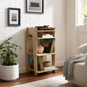 Crosley Furniture Soho MDF Wood and Birch Veneer Turntable Stand in Natural