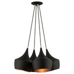 Livex Lighting - Livex Lighting 4 Light Black Cluster Pendant - The distinctive shape of the Waldorf 4-light teardrop cluster pendant in a black finish makes it a wonderful accent for any setting. A gleaming gold finish on the interior of the metal shades brings a refined touch of style.