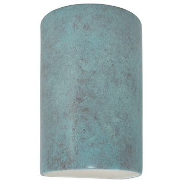 Ambiance, Small Cylinder, Closed Top Wall Sconce, Verde Patina