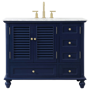 42" Single Bathroom Vanity, Blue, Vf30542Bl