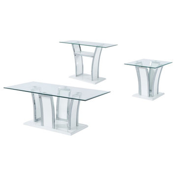 Furniture of America Manhattan Metal 3-Piece Coffee Table Set in White