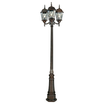 3 Light Pole Lantern, Black Bronze