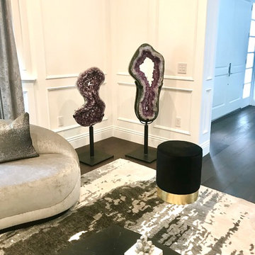 Rotating Amethyst Geode Slices in Private Residence