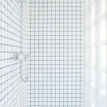 Ridel - Douche en mosaïque aux joints bleus