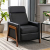 Wood-Framed PU Leather Recliner Chair Adjustable Home Theater Seating