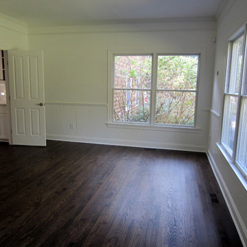 SAG HARBOR: RED OAK INSTALLED IN NEW EXTENSION/REFINISH ENTIRE HOME DARK WALNUT