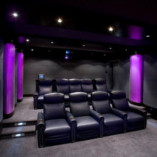 Photo of a modern home cinema in Los Angeles.