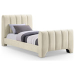 Meridian Furniture - Camila Upholstered Bed, Beige, Twin, Chenille Fabric - Redefine your bedroom with the Camila beige chenille fabric twin bed, enveloped in plush chenille for an irresistibly soft touch. Its deep channel tufting brings both texture and sophistication, lending a bold yet elegant vibe to the contemporary design. This bed makes a striking statement, offering the perfect balance of style and comfort to turn your sleeping space into a modern sanctuary.