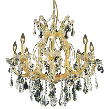 Maria Theresa 9-Light Chandelier, Gold With Clear Royal Cut Crystal